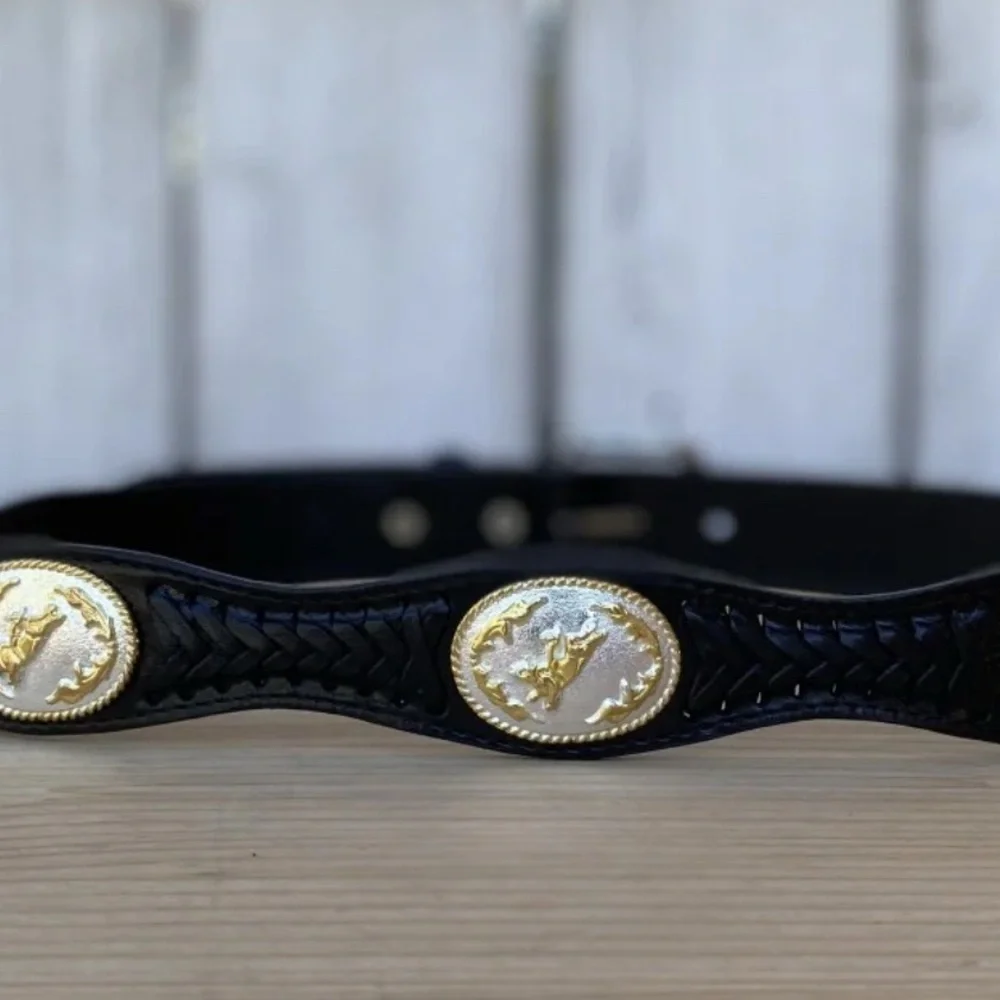 Vintage Concho Cowboy Western Rodeo Style Leather Belt Size 44